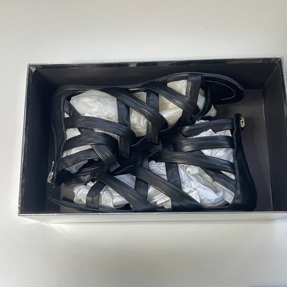 Sigerson Morrison Flat Black Leather Gladiator Sandals US 8.5 - Picture 10 of 12